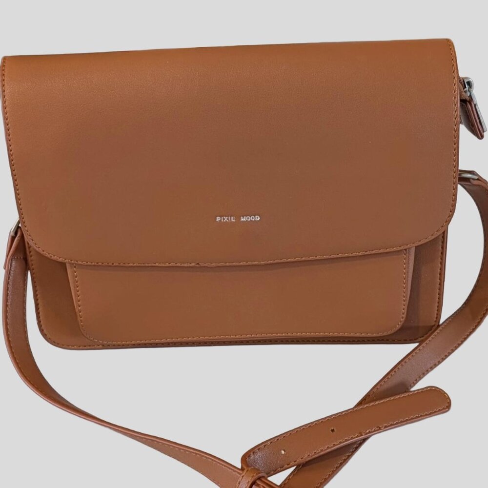 Pixie Mood Vegan Leather Zoe Crossbody Bag Tan Minimalist